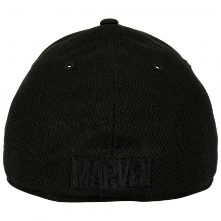 Deadpool Logo Black on Black Colorway New Era 39Thirty Fitted Hat